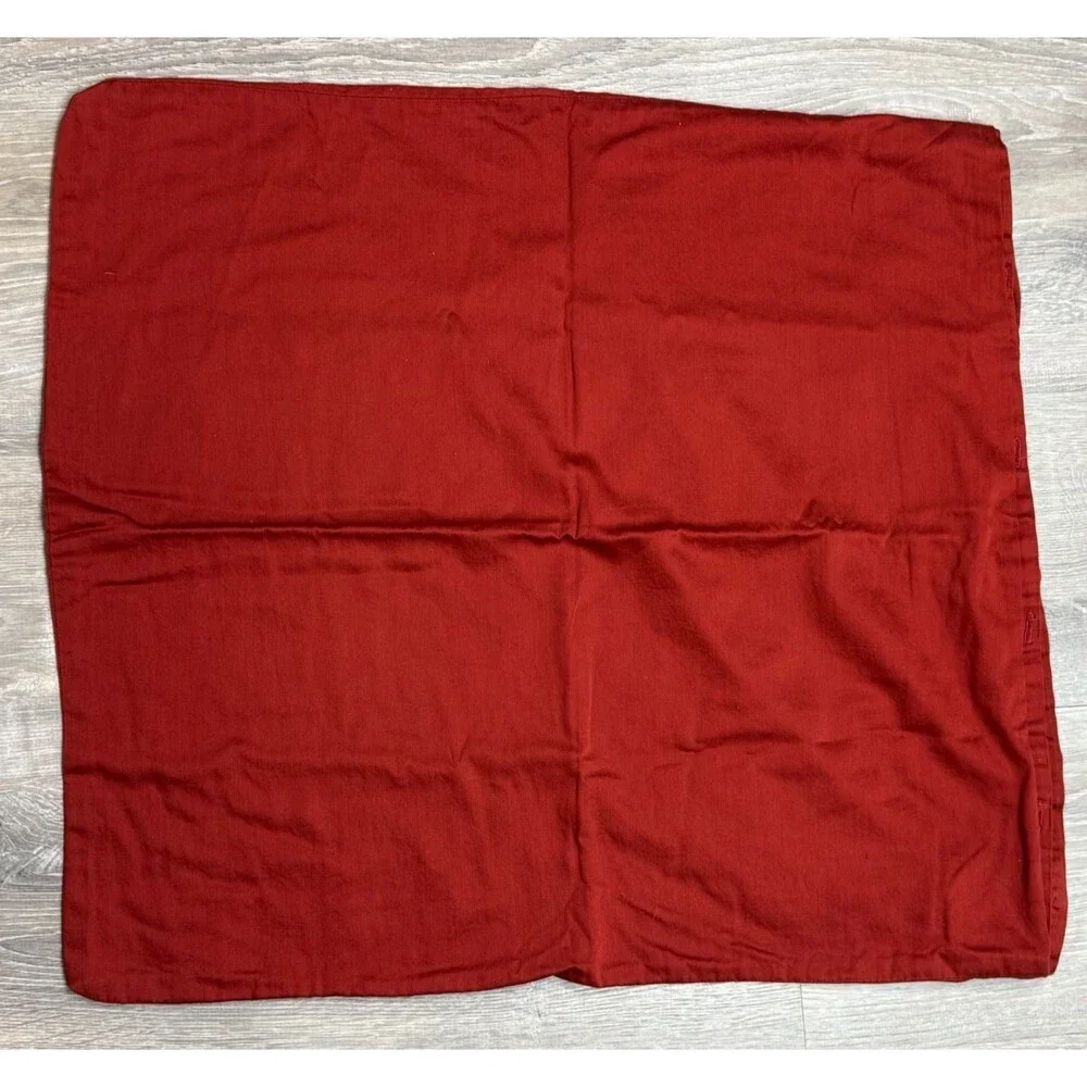 Red Euro Sham 4 Faux Wood Button Closure Replacement Pillowcase Rustic Farmhouse